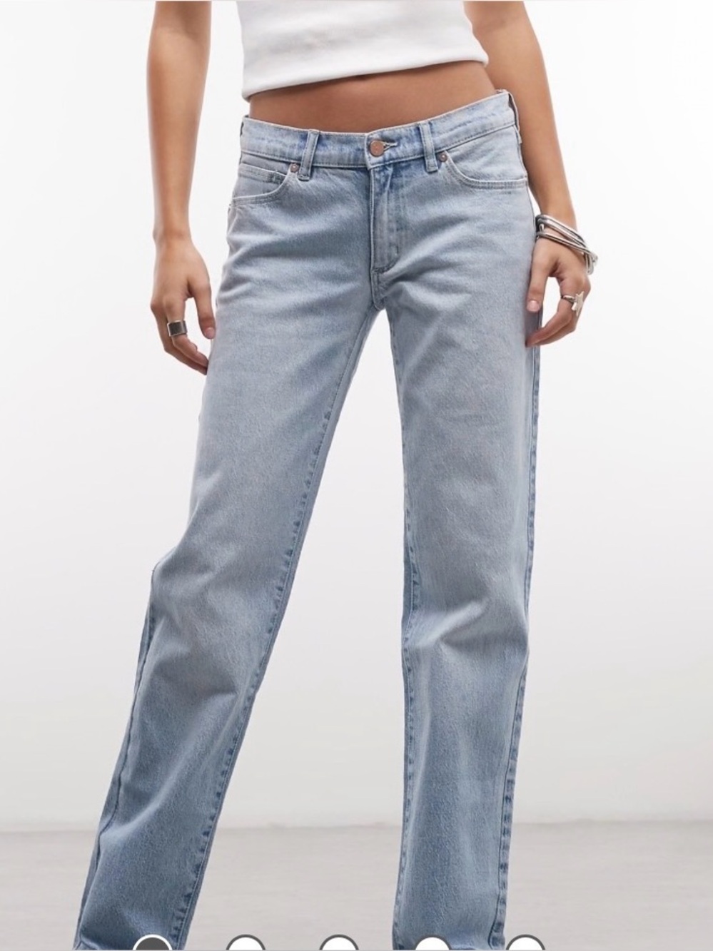 Abrand Jeans 99 low rise straight leg jeans light blue wash raw hemsize 27 petit